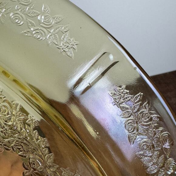 Depression Era Federal Glass Yellow Sharon Rose Serving plate Platter - Picture 4 of 7